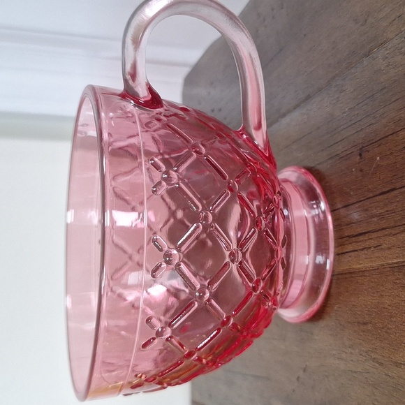 Yellow and Pink Footed Glass Teacups - Picture 4 of 6